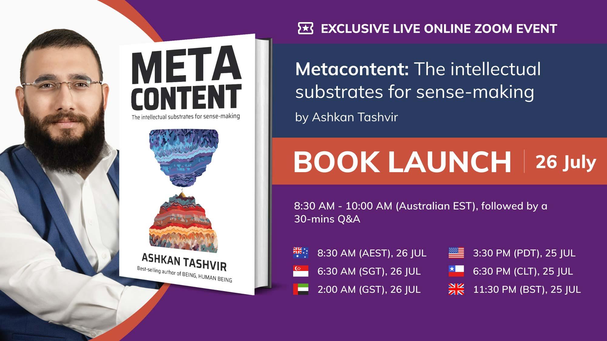 Metacontent, by Ashkan Tashvir | Book Launch Event